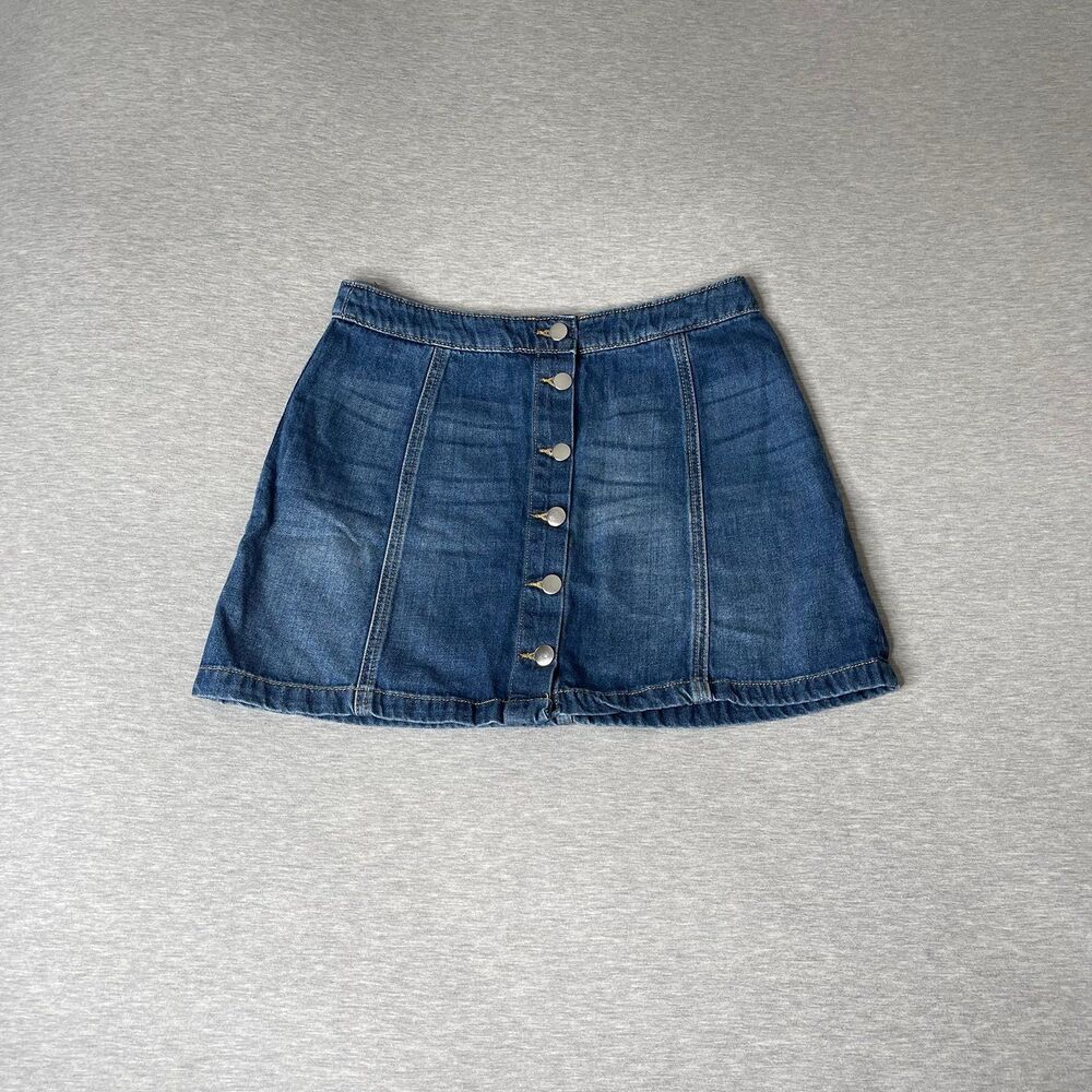 H&M Divided Women's Short A-Line Denim Button Down Mini Skirt